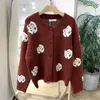 Cardigan tricoté Rose Vintage français pour femmes, col rond, simple boutonnage, pull doux et gluant, vêtements élégants à la mode, printemps 2024
