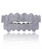 Micro Pave Zircone Cubique Argent Or Couleur Dents Grills Hiphop Rocker Halloween Iced Out Caps TopBottom Fang Grills Set Bling Te5627793