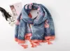 Ny mode bomull flamingo tryck tofs halsduk kvinnor djur tryck wraw shawls scarf hijab hela 10st parti 7771626