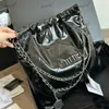 22 torba na śmieci wosk o olej skórzane damskie torba na ramię 33 cm skórzana diament Gingham złota srebrna sprzęt metalowa klamra luksusowa moneta łańcucha urok Crossbody Bag Designer