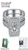 Med certifikat Yhamni Original Solid 925 Silver Ring Set för Women CZ Zircon Double Stackable Ring Wedding Jewelry ZR2938995122