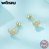 Stud -oorbellen Wostu 925 Sterling Silver Mimi Zirkon Wedding For Women Heart Star Lightning Euro Koreaanse feestjuwelen