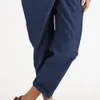 Kvinnor Summer Pants Oregelbundna fickor Streetwear Solid Color High midja Trendiga raka breda ben beskurna för dejting 240201