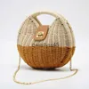 Bolsas de ombro Boemian Womens Crossbody Summer Straw Beac Bag Round Flap Lock Cain Feminino andbags Luxury Designer Sopper PurseH24218