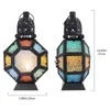 Retro Iron Candle LanternPortable Moroccan Stained Glass Holder Hanging Lamp Horse Light Wind LanternHome Decor 240125