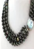 Collier de perles rondes paon noir à 3 brins, fermoir en perles Mabe Blister28715282869