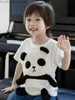 Camisetas Bonito Dos Desenhos Animados 3D Little Panda T-shirt de Manga Curta Crianças Meninos e Meninas Bebê Top Verão Q240218