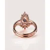 Vvs2-d Moissanite Diamond Rose Cut Pear Stone Ring with Marquise V-shank Band Engagement Ring Set 14k Rose Gold Statement Ring