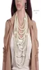 Bella donna elegante Collana lunga di perle artificiali di alta qualità Collana multistrato Accessori femminili per la moda sposa 20594791352
