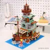 Blocks Creative Harbor Hotel City Street View Architecture Building Blocks Fisherman Cabin Micro Bricks Model Toys Gift for Kids Adult