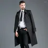 Rów męski Coats Windbreaker jesienne i zimowe szczupłe dopasowanie Dwukasowe Business Business Long Coat's Cape