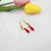 Dangle Earrings Game Genshin Impact Cosplay Childe Tartaglia Red Crystal Clip for Women Menアクセサリー小道具