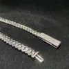 Moissanite Clasp Lock 10mm Miami Cuban Link 925 Sterling Silver Diamond Chain Hip Hop Men smycken halsband