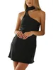 Casual Dresses Women s Summer Halter Neck Mini Dress Sexig One Shoulder Sleeveless Party Cocktail BodyCon Short