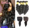 Virgin Hair Bundles z zamknięciem 5pcs Lot 100G PCS 8A UNPRETRESE Human Hair Weves Indian Loose Wave Virgin Hair Wefts Naturalne BL9593104