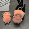 Nyckelringar Söt riktig nyckelring Sleep Pig Piggy Piglet Toy Key Ring Bag Charm Car Phone Pendant Gift