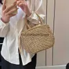 Totes DrawString Straw Bag For Women Top Handle Bag Summer Beach Woven Boho Bag Rattan stor kapacitet Tygväska Ladies Shopper Clutchh24219