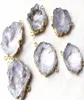 Natural Rock Crystal Quartz Geode Connector Druzy Beads Slice Agate Druzy Gemstone Connector Pärlor för smycken Making8467629