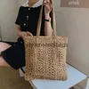 Bolsa de ombro quadrada oca de palha bolsa de praia feita à mão bolsa de ombro de ráfia rattan bolsa de viagem de compras boêmia verão férias casual toteH24218