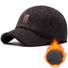 Top kapaklar Yünlü örme şapkalar kulak koruma erkekleri kışlık sıcak babanın beyzbol kalın kulak yüzeyleri kapak kalınlaşmış pamuk snapback şapka