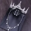 أغطية رأس الزفاف المصمم أقراط قلادة التاج من ثلاث قطع حفل زفاف ، حفل عيد ميلاد مُسخر من الماس 7770718