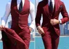 Burgundy Classic Men Suits 3 sztuki Tuxedo Lapel Groomsmen Set Wedding Set Fashion Business Blazer Fantsvantsvest 240201