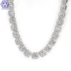 Princess Cut Moissanite Square Cluster S and Roll Hiphop Jewelry Mens Diamond Tennis Chain Rock Necklace