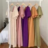 Party Dresses Women's Summer Flimsy Loose Dress Square Collar Wide Waisted Butterfly Sleeve Maxi Sundress Korea Style 5 Colors