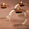 Candele rotonde Spheroid Glass Candlestick trasparente Cavo di Natale Matrimonio soggiorno decorazione per la casa Porta di cera per la casa minimalista