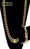 Smyckesuppsättningar i rostfritt stål 18K Guldpläterad gjutning Dragon CLAP WDIAMOND Cuban Link Halsband Armband Men Curb Chains K35891134027