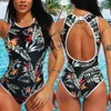 Kobiety bikini 2024 damskie push-up seksowne kantar z zestawem nadrukiem trójkąt jednoczęściowy strój kąpielowy