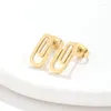 Stud Earrings Stainless Steel Creative Paper Clip For Women Trendy Minimalist Geometric Jewelry Accessories Party Gift