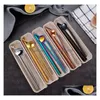 Drinking Straws 7Pcs/Set 304 Stainless Steel Sts Set Straight Bent Reusable Smoothies Spoon With Brush Sets Drop Delivery Home Garde Dhrps