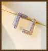 ファッションダブルカラーイヤリング女性Boucle D'Oreille Jewelry Designers Diamond Earrings Studs Womens Weeding F Earring Stud Gift7653828