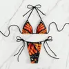 Micro-Bikini-Set für Damen, Bandage-Badeanzug, bedruckte Bikinis, Bademode, niedrige Taille, Tanga, Dreieck, rückenfrei, Badeanzüge 240118