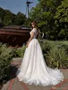 Robes de mariée magnifiques pure bijou cou floral appliqué manches longues robe de mariée illusion dos volants balayage train robes de mariée