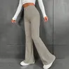 Pantalons pour femmes Mode Couleur Unie Wersatile Large Pit Stripe Casual Taille Haute Longue Jambe Évasée Street Trendsetter
