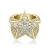 Iced out Bow Five pointed star ring micro zircon for men hip hop bling diamond ring gold silver wedding Ring4829275