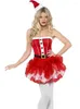 Robes décontractées Dames Robe de Noël Rouge Santa Claus Costumes Robe de bal Fantaisie Cosplay Vêtements Costume Straplerss Mini