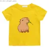 T-shirts Capybara Esthétique Manga T-shirts Mignon Dessin Animé Bande Dessinée T-shirt Mode 100% Coton Anime T-shirt High Street Garçons/filles T-shirt Q240218