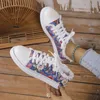 2023Floral Skull Canvas Shoes Femmes Grande Taille Baskets Plates Femme Laceup Chaussures De Sport Casual Chaussures Vulcanisées Femme Zapatos 240126