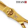 Titan cabeleireiro tesoura de cabelo profissional ouro cabeleireiro barbeiro ferramenta corte 240126