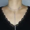 Kettingen 2024 Sexy Vrouwen Sieraden Wit Groen Zirconia Bezel Tennisketting Ronde Dot CZ Lange Y Lariat Ketting