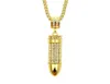 New fashion necklaces hip hop diamond bullet head Necklace pendant clavicle chain gold necklace er chain mens hiphop iced out jewelry1167163