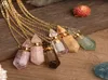 Natural Gems Stone Faceted Prism Perfume Bottle Pendants NecklaceCut Hexagon Points Crystal Essential Oil Diffuser Vial Charms4838470