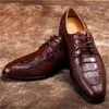 Классические туфли Ourui из настоящей крокодиловой кожи, деловые мужские туфли, черные
