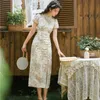 Cheongsam qipao kinesisk traditionell klänning broderi retro förbättrade cheongsams orientaliska parti sommarblommor klänningar för kvinnor 240131