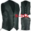 Vest Leather Punk Fashion Casual Coat Motorcycle Vest Men Solid Vest Fleet 240125