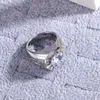 Cluster Rings Luxury Men S925 Stamp Silver Color Women AAA Zircon Moissanite Ring For Anniversary Father's Day Birthday Present Jewelry