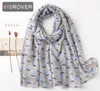 VISROVER 2020 bufanda de verano de viscosa con estampado geométrico azul para mujer, chal de punto azul a la moda, chales de primavera, Hijab, regalo al por mayor 4025245